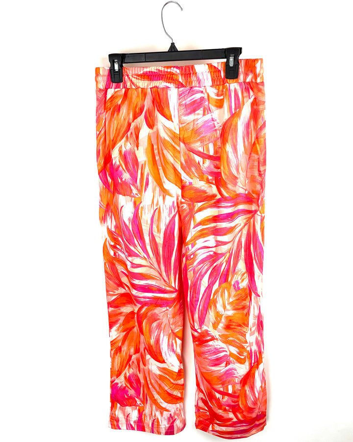 Pink & Orange Tropical Wide Leg Pants - Size 6/8