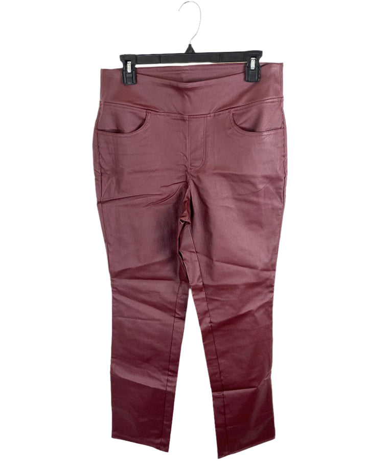 Dark Red Faux Leather Pants - Size 12
