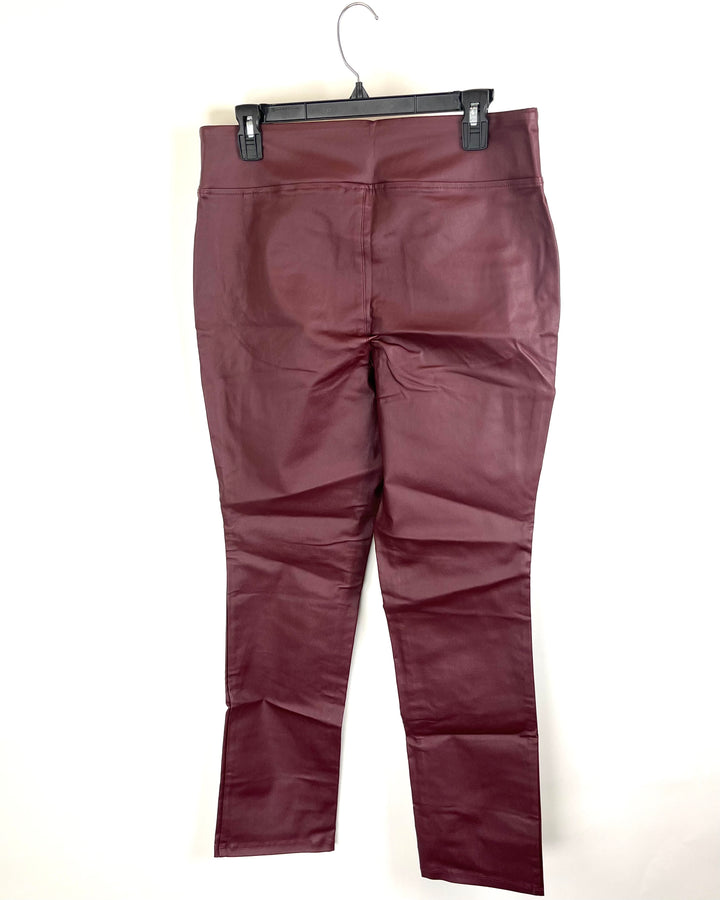 Dark Red Faux Leather Pants - Size 12