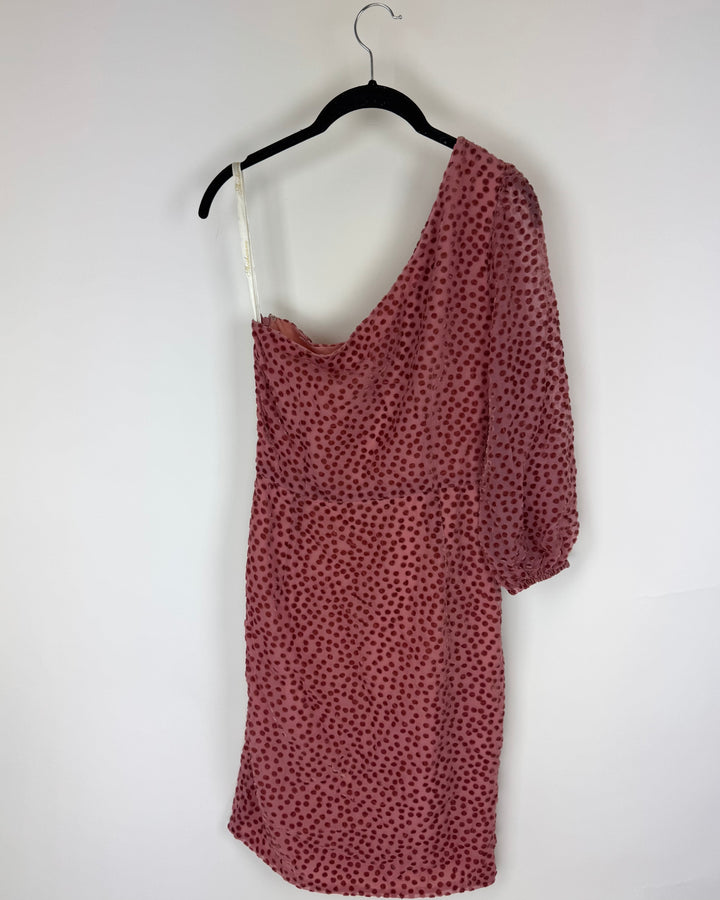 One Shoulder Polka Dot Dress - Size 0/2