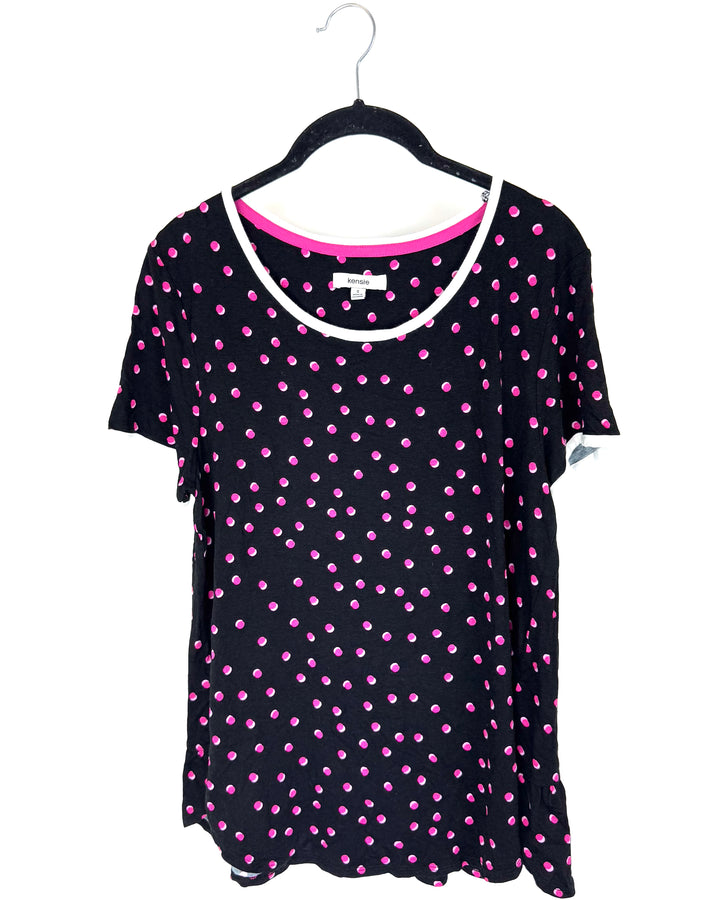 Black and Pink Polka-Dot Pajama Set - Size 2/4