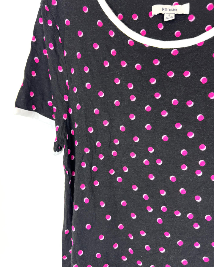 Black and Pink Polka-Dot Pajama Set - Size 2/4