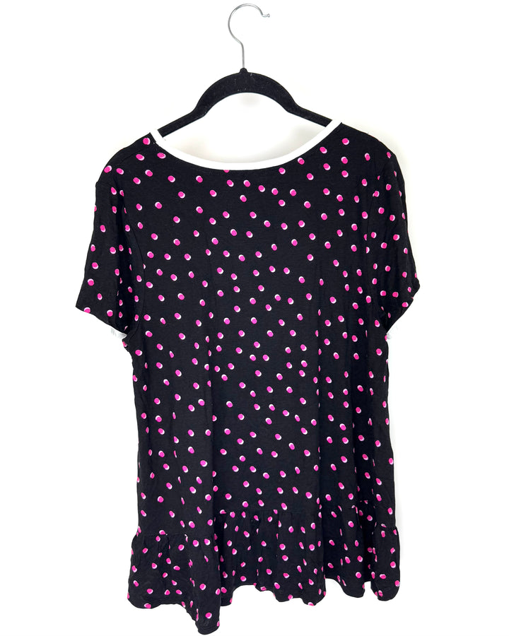 Black and Pink Polka-Dot Pajama Set - Size 2/4