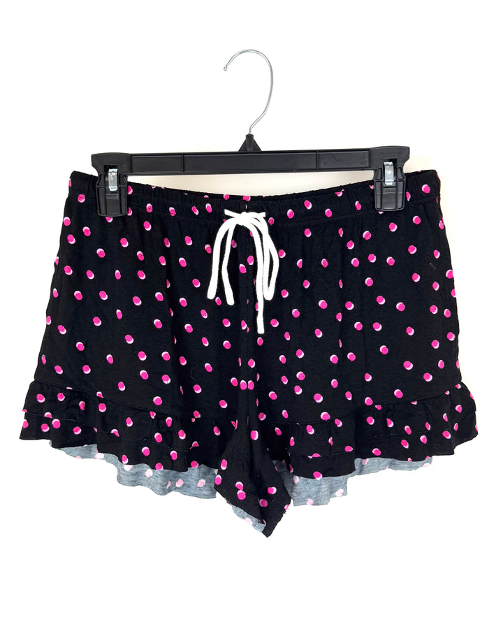 Black and Pink Polka-Dot Pajama Set - Size 2/4