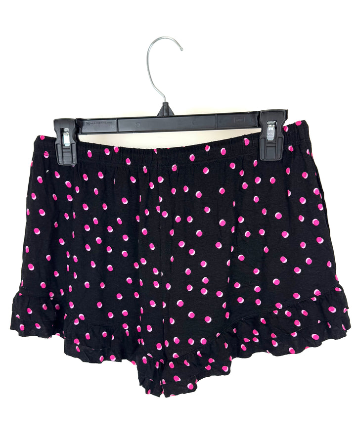 Black and Pink Polka-Dot Pajama Set - Size 2/4