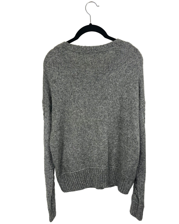 Dark Gray Sweater With Gunmetal Pearl Detailing - Size 2/4