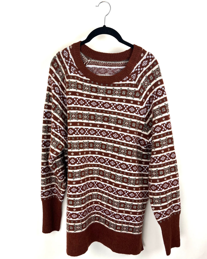 Brown Abstract Pattern Sweater - Size 6/8