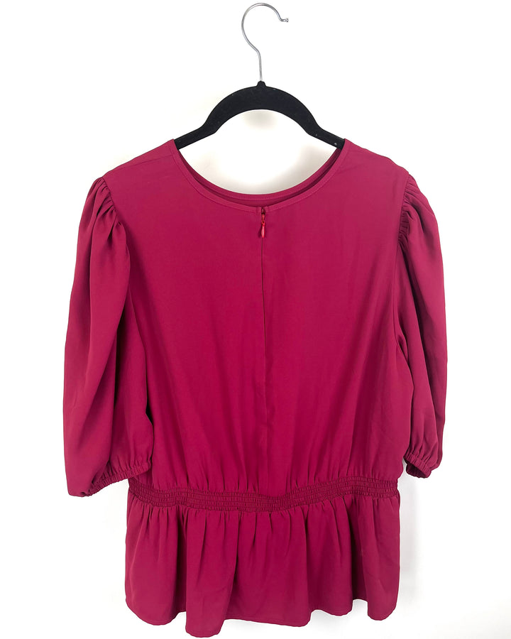 Wine Red 3/4 Sleeve Blouse - Size 2/4