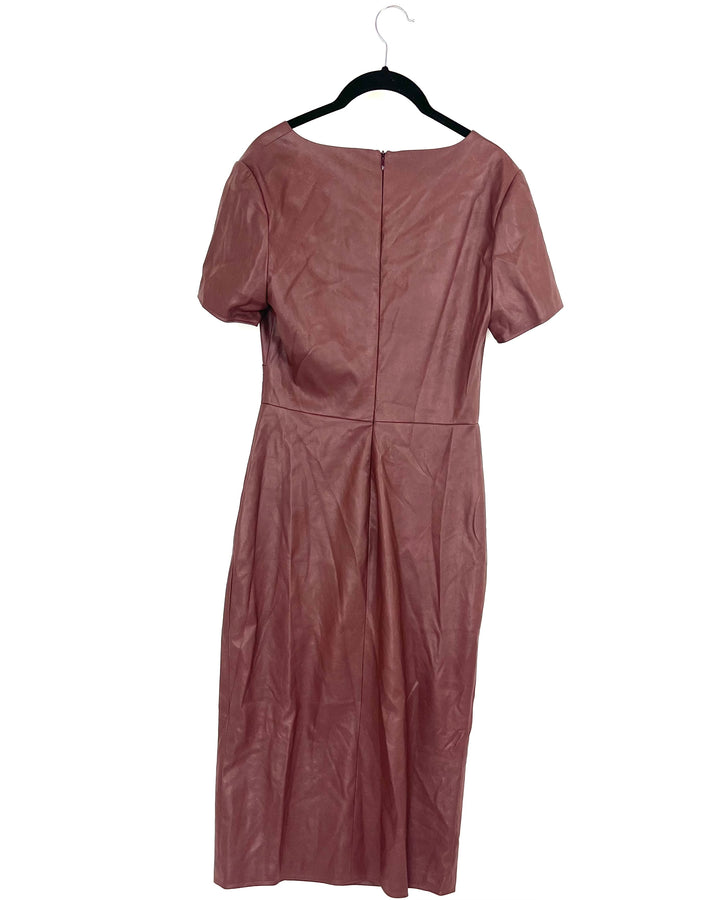 Brown Leather Bodycon Dress - Size 6/8