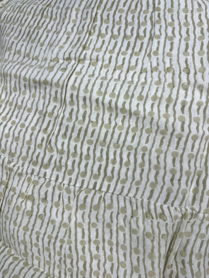 Gold And White Geo Print Long Linen Dress - Size 0/2 and 4/6