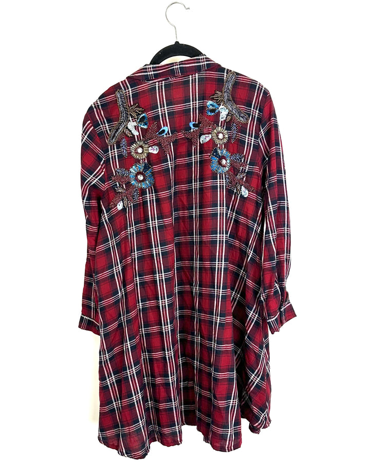 Plaid Dress with Embroidered Detail - 4/6