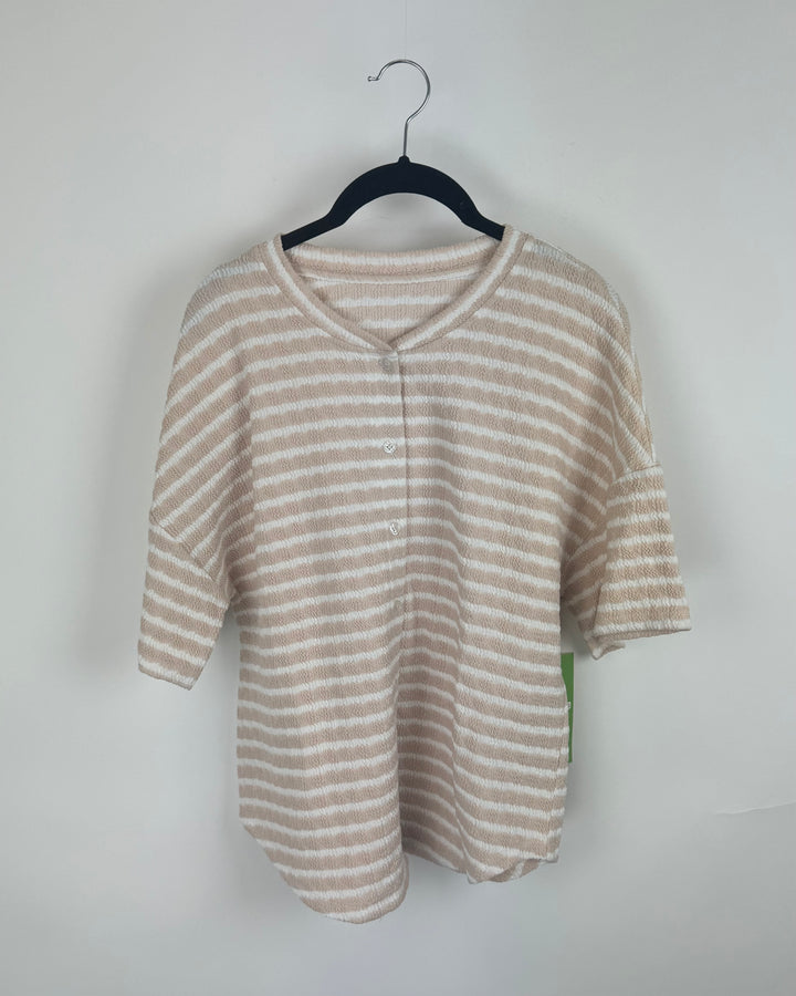 Pink Striped Button Down Top - Medium