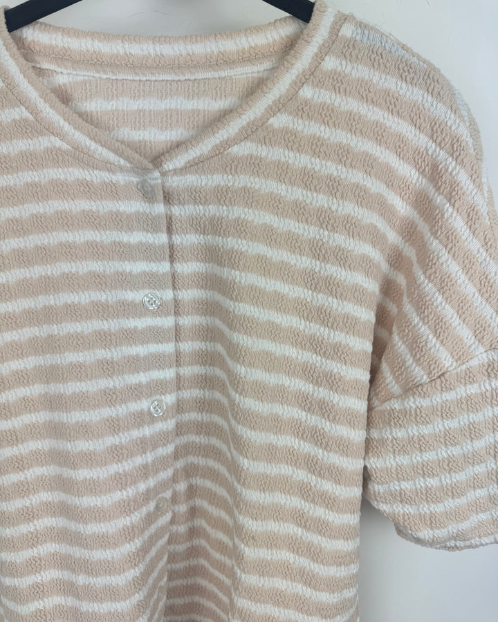 Pink Striped Button Down Top - Medium