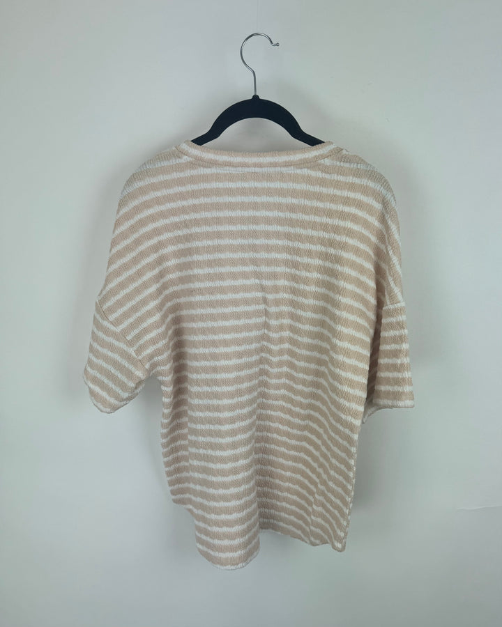 Pink Striped Button Down Top - Medium