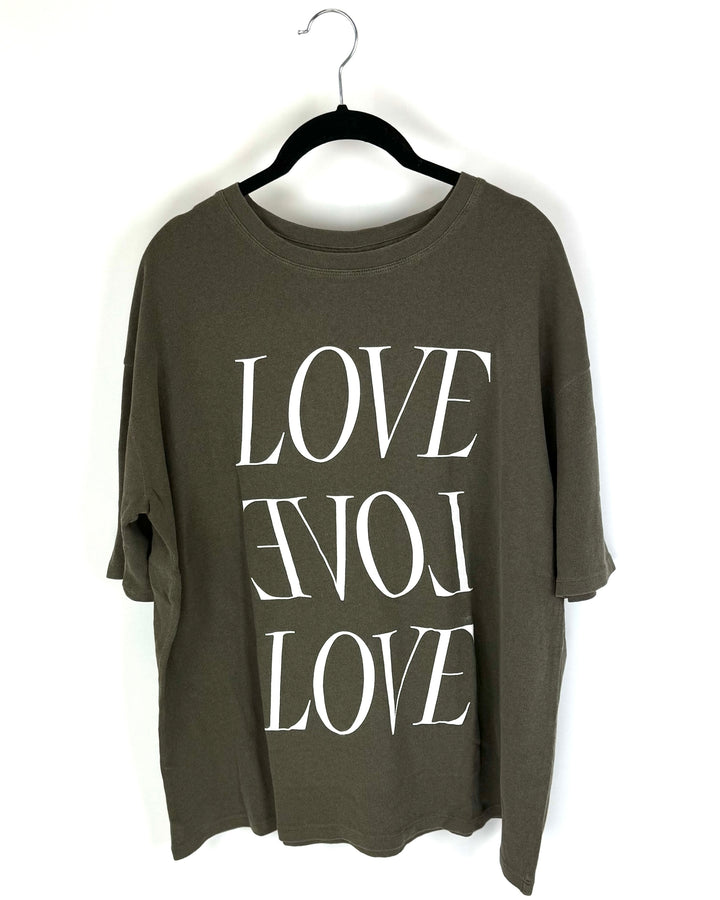 Dark Grey Oversized Love Graphic T-Shirt - Small