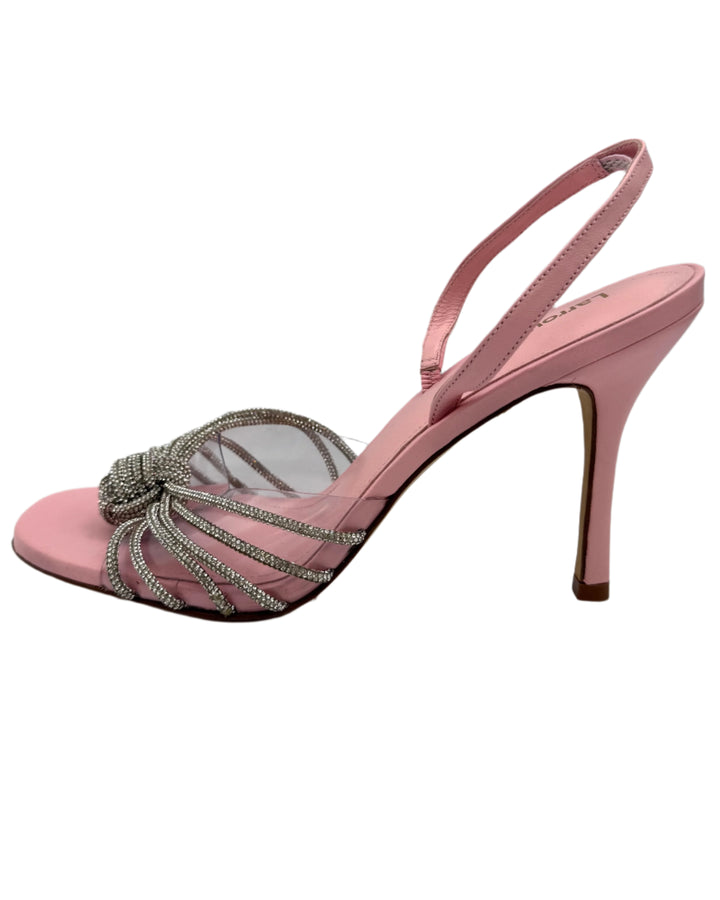 Pink Stiletto Heels with Silver Rhinestone Knot - Size 6, 7, 10