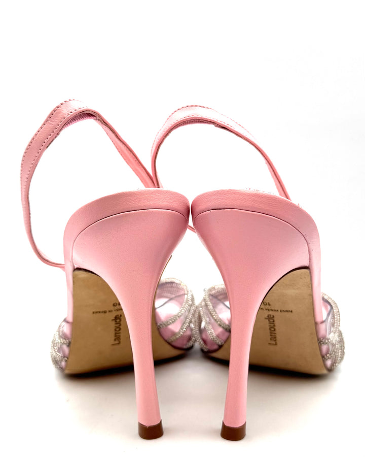 Pink Stiletto Heels with Silver Rhinestone Knot - Size 6, 7, 10