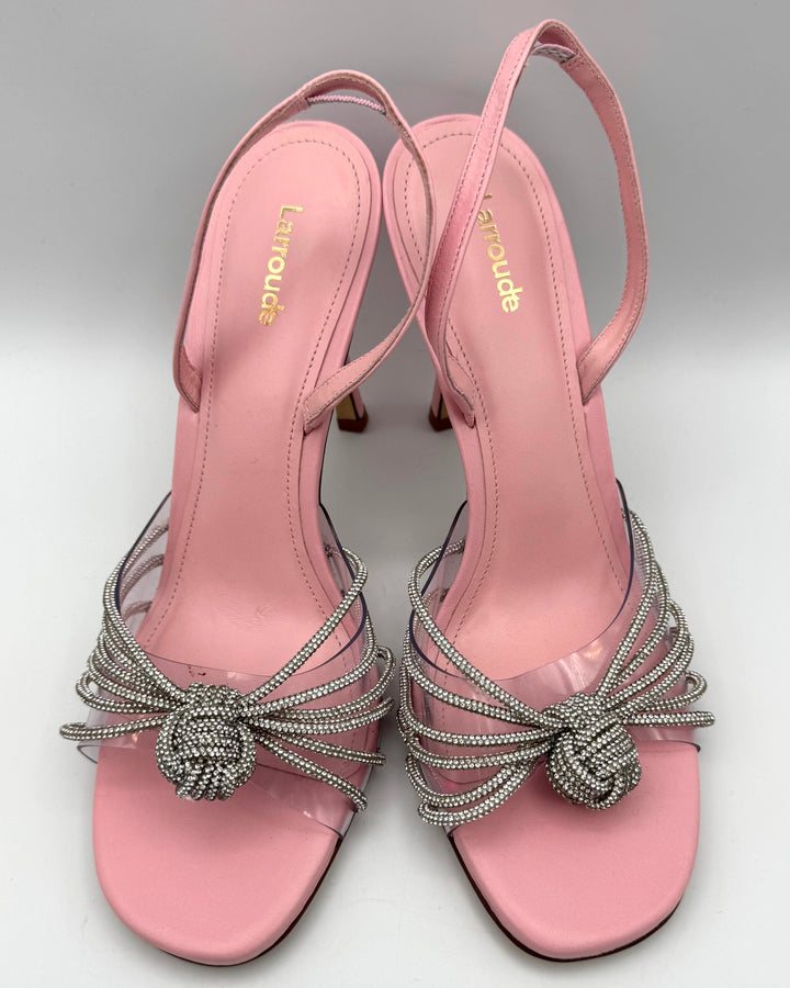 Pink Stiletto Heels with Silver Rhinestone Knot - Size 6, 7, 10