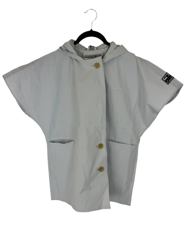Pale Blue Short Sleeve Raincoat - Size 6 - 10