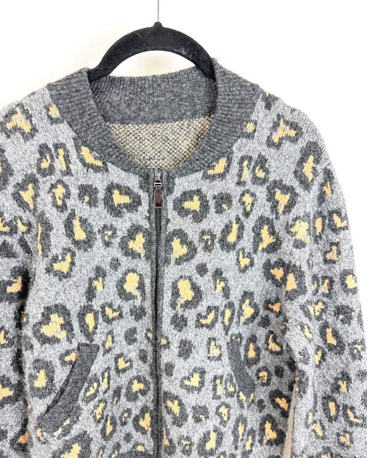 Marled Grey Zipper Sweater - Size 0/2