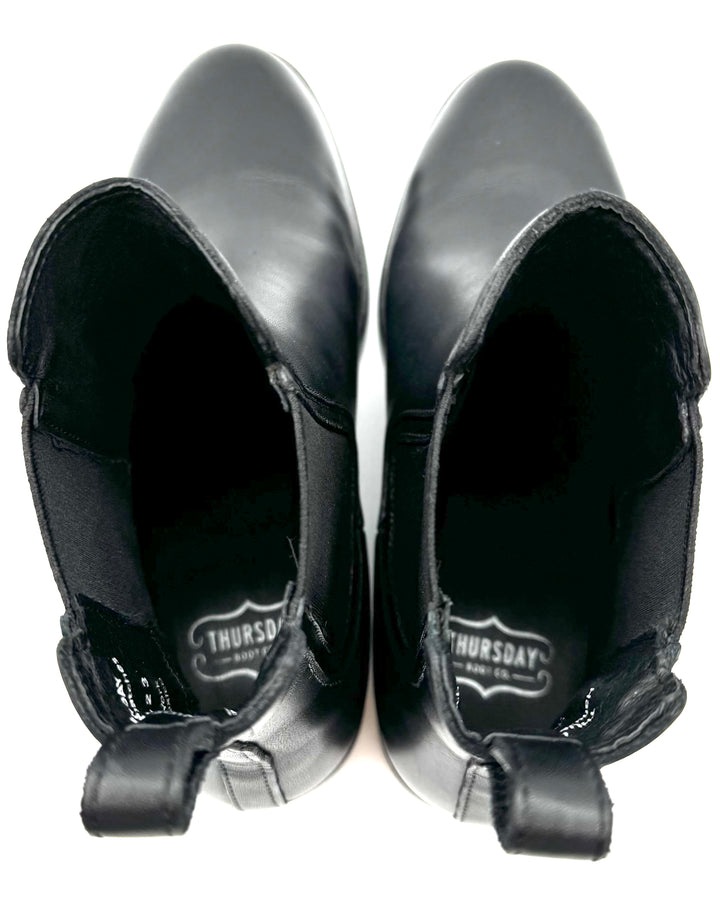 Black Leather Boots With Elastic Panels - Size 6.5