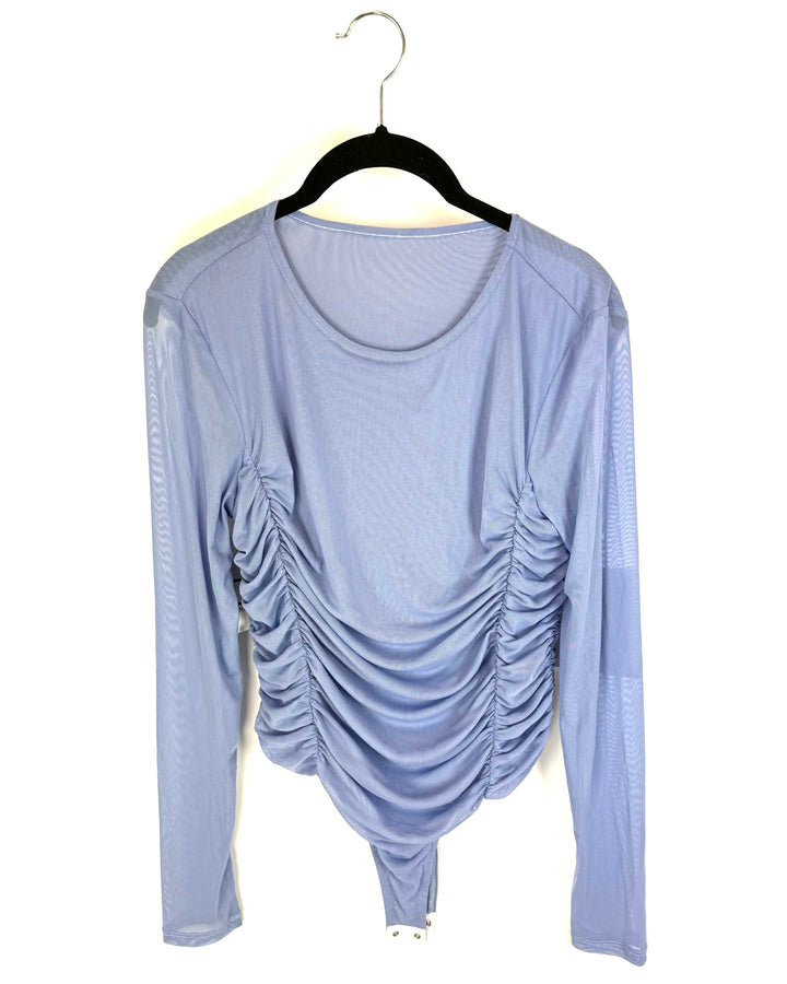 Sheer Blue Mesh Long Sleeve Bodysuit - Size 4/6