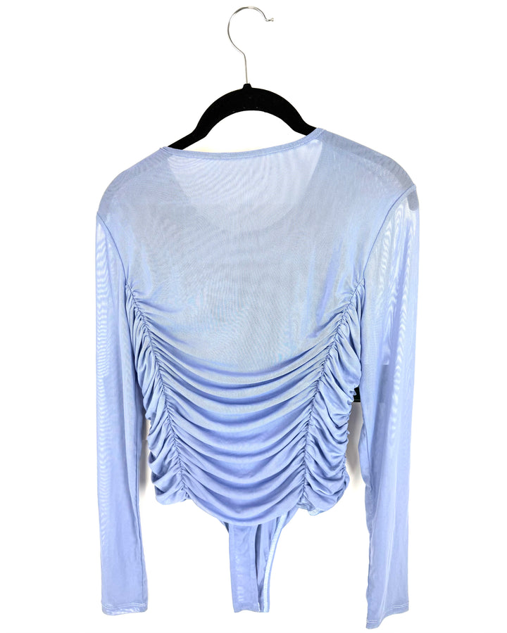 Sheer Blue Mesh Long Sleeve Bodysuit - Size 4/6