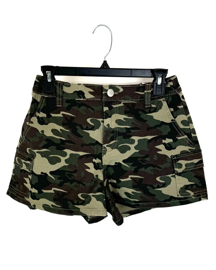Camo Green Cargo Shorts - Size 4/6