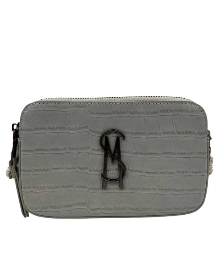 Gray Faux Crocodile Leather Shoulder Bag