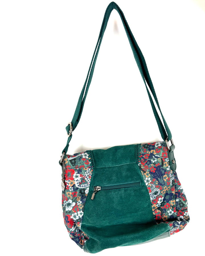 Dark Green Abstract Floral Crossbody Bag