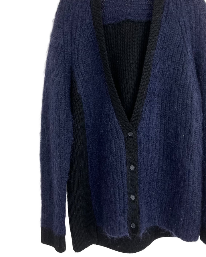 Navy Blue Fuzzy Cardigan- Size 6/8