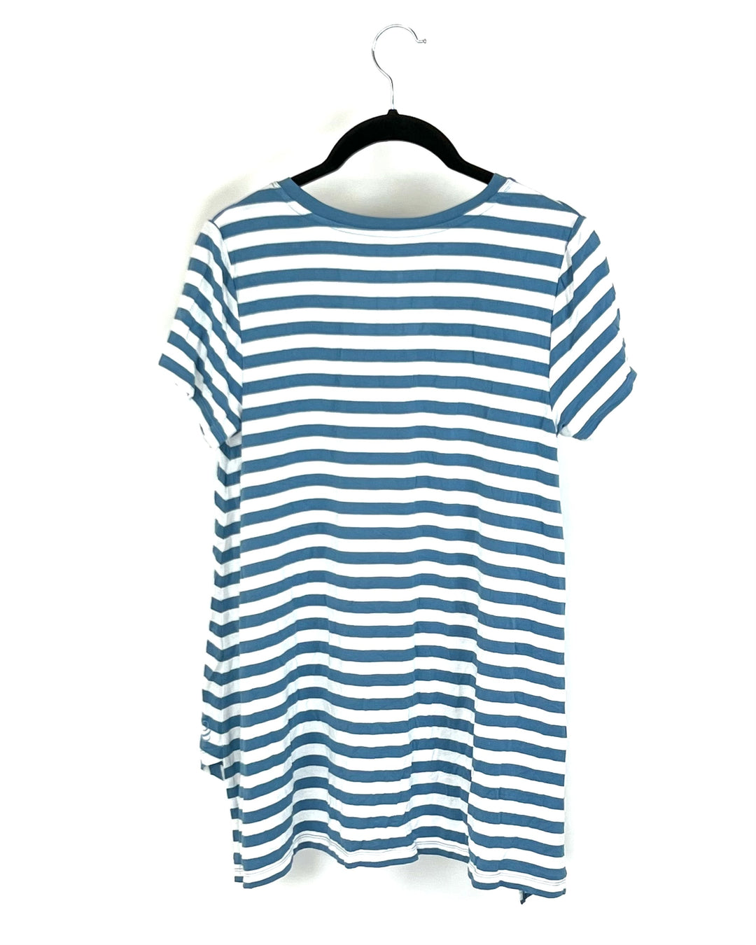 White and Blue Striped Short Sleeve Top - Size 4/6