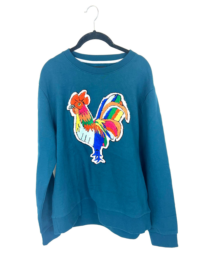 Blue Chicken Graphic Sweater - Unisex -  Mens Medium / Womens Small