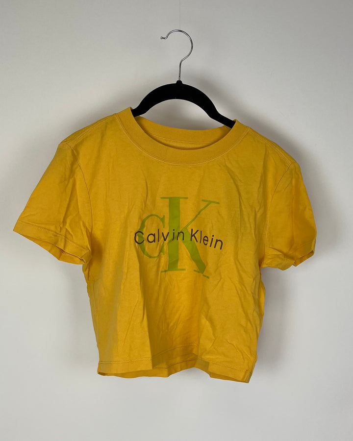 Orange Cropped Short Sleeve Top - Small