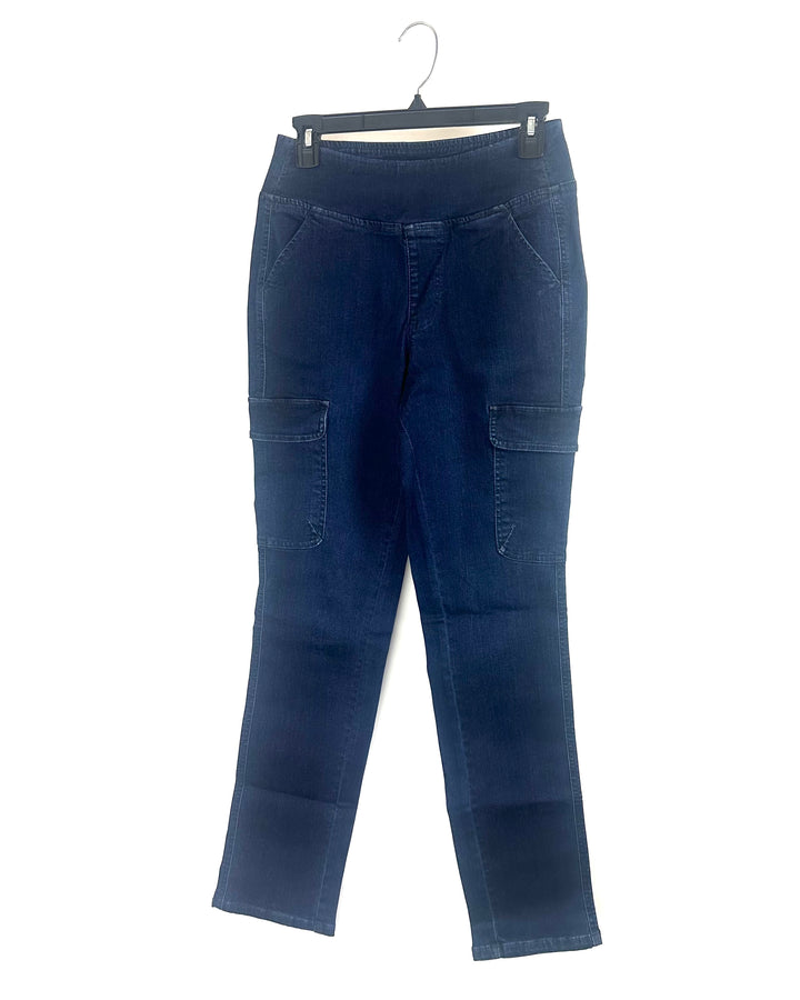 Dark Wash Cargo Pocket Jeans - Size 6