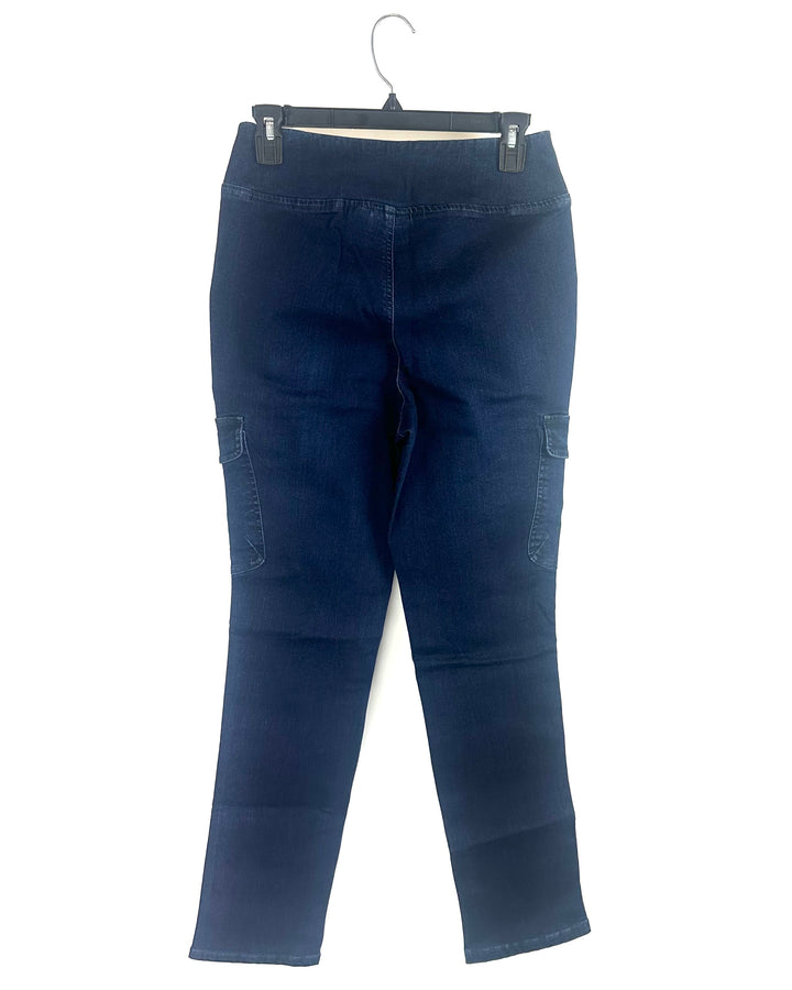 Dark Wash Cargo Pocket Jeans - Size 6