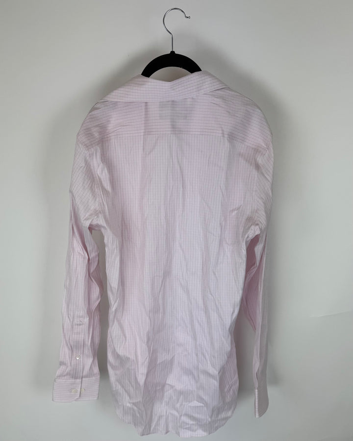 MENS Light Pink Plaid Slim Fit Dress Shirt - 15 1/2 x 35