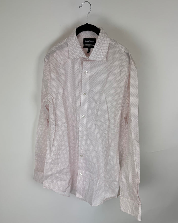 MENS Pink Circles Slim Fit Dress Shirt - 15 1/2 x 35