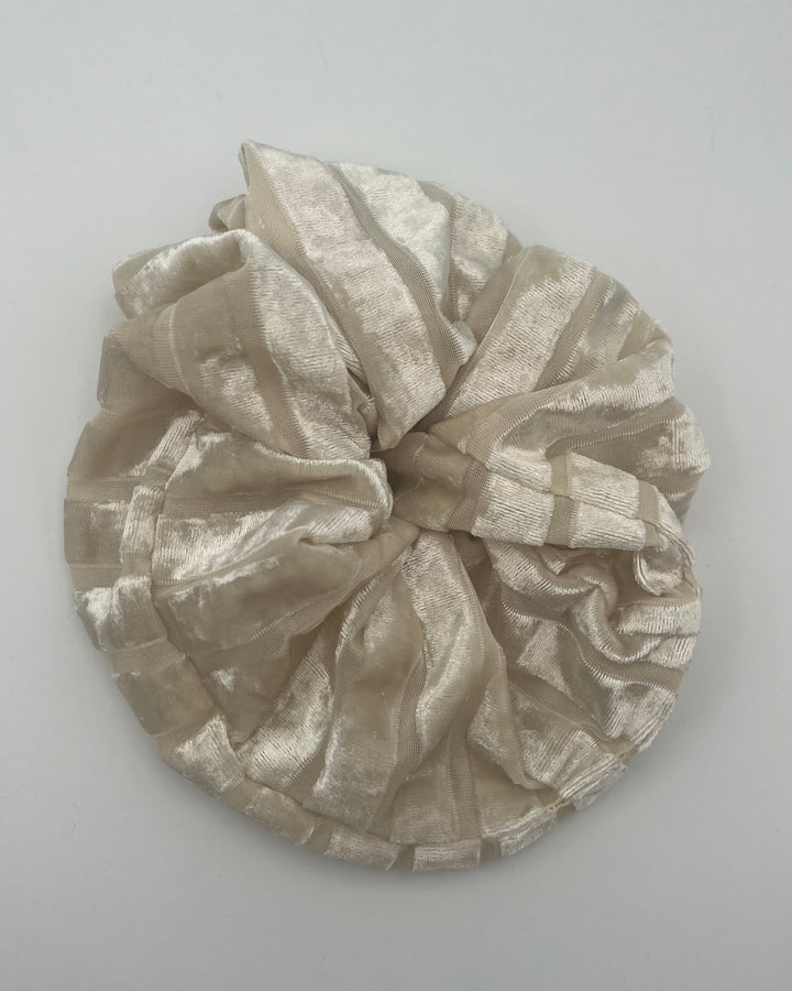 White Large Velvet Scrunchie