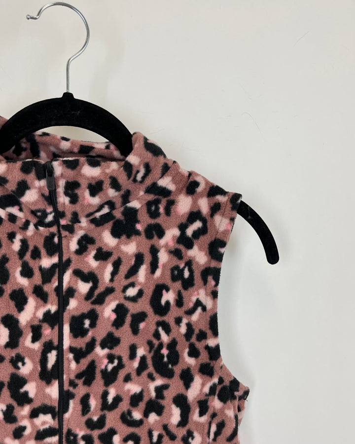 Pink Leopard Print Vest - Size 2/4