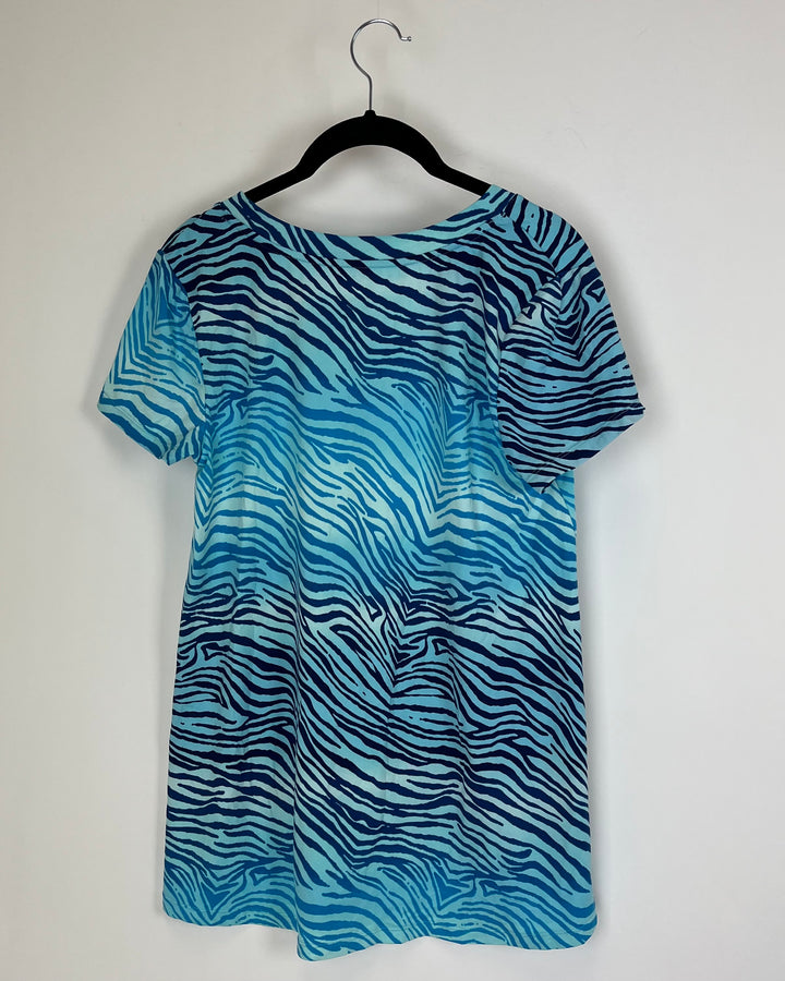 Blue Animal Print Short Sleeves Top - Size 6/8