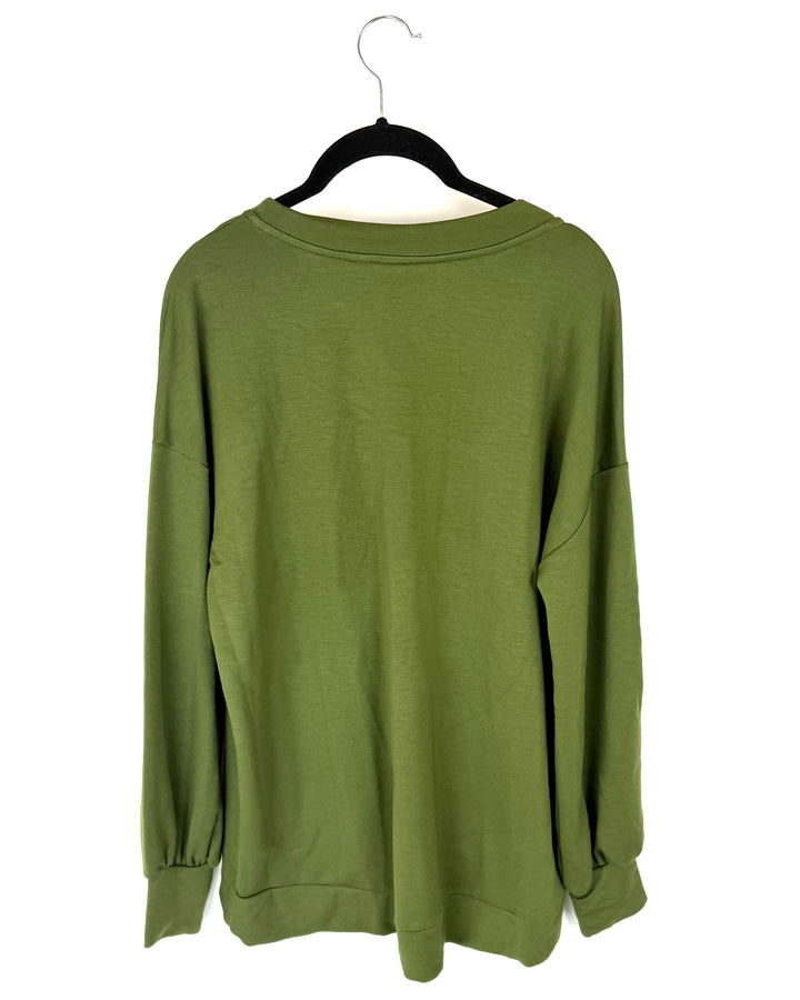 Dark Green V-Neck Long Sleeve Shirt - Size 6/8