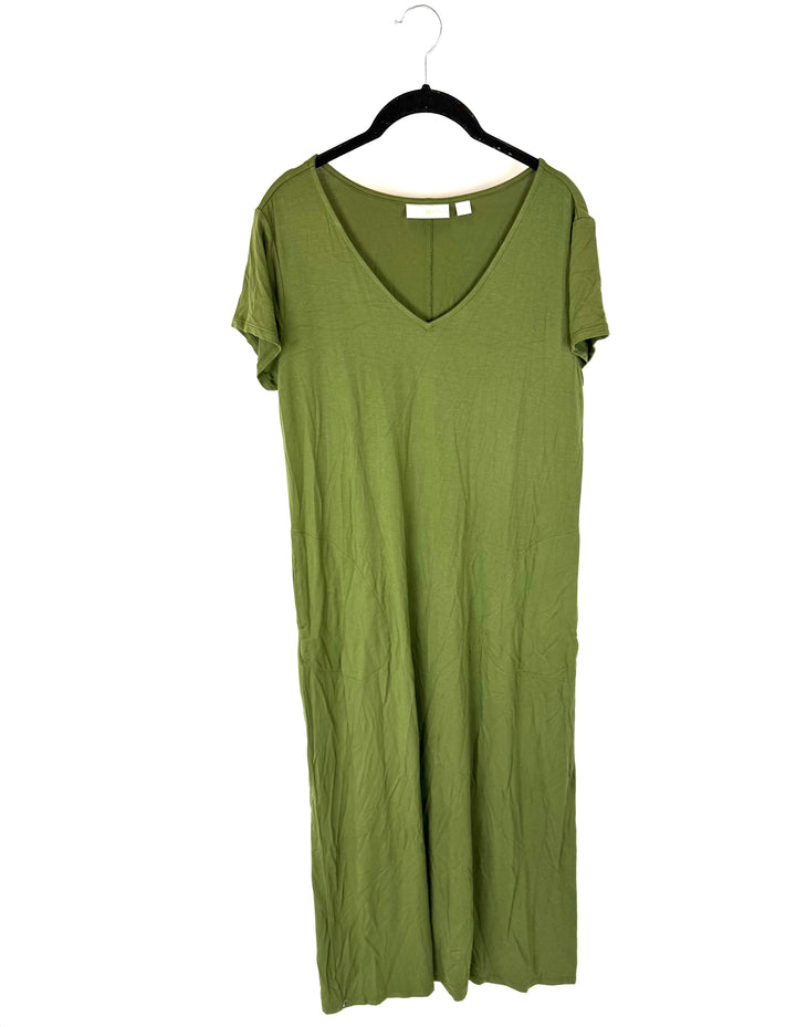 Dark Green Short Sleeve Dress - Size 6/8