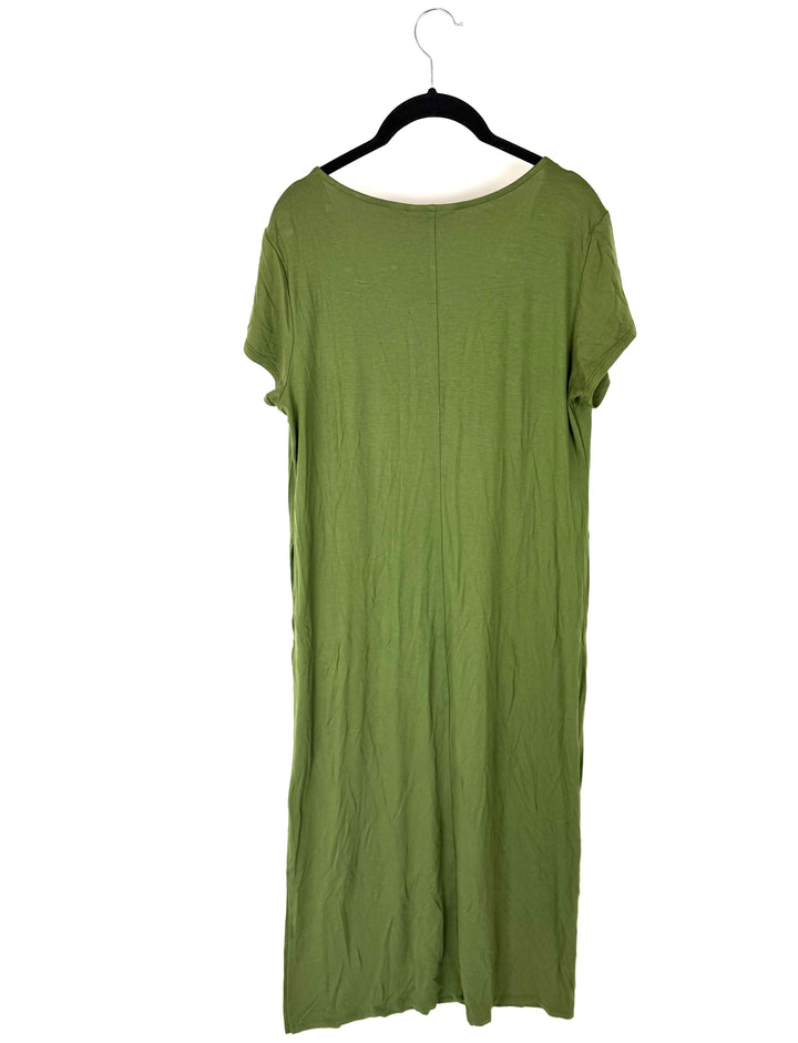 Dark Green Short Sleeve Dress - Size 6/8