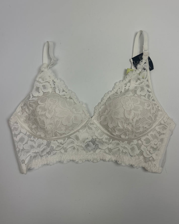 White Wireless Lace Bra - 32B