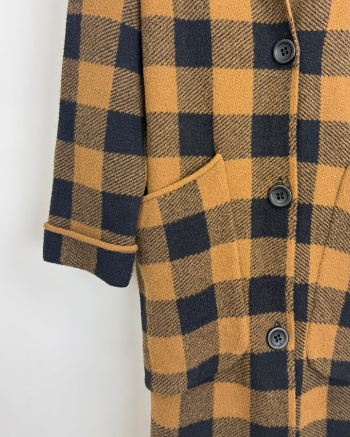 Brown Checkered Long Sweater - Size 8/10