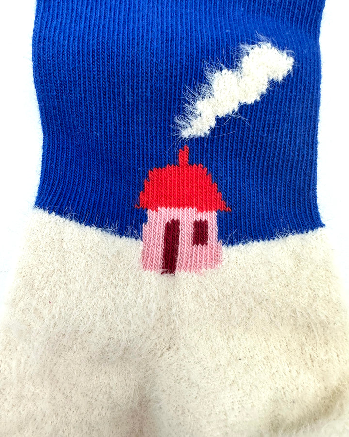 House Print Socks - Adult Unisex One Size Fits Most And Kids Size 2-3 Years