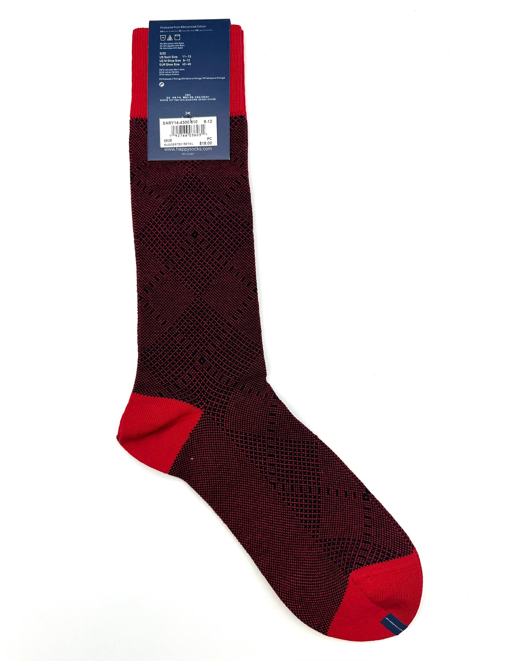 Maroon Diamonds Socks - Mens Size 9-12