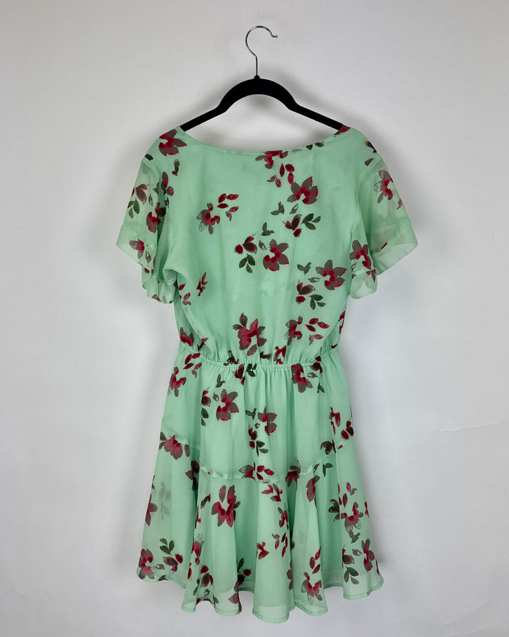 Mint Green Floral Dress- Size 2/4