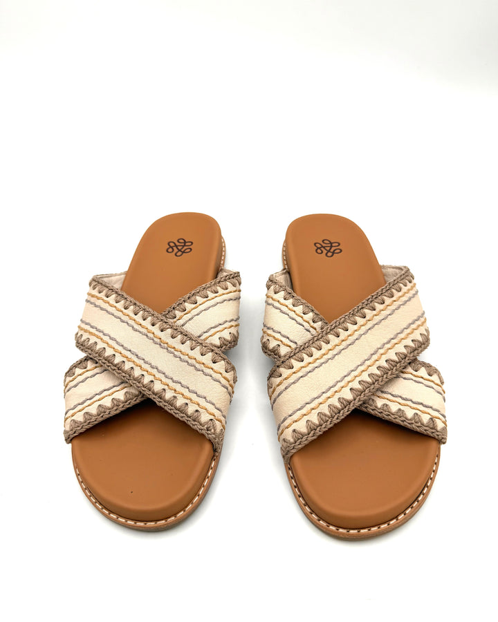 Beige Knit Stitch Sandal - Size 6